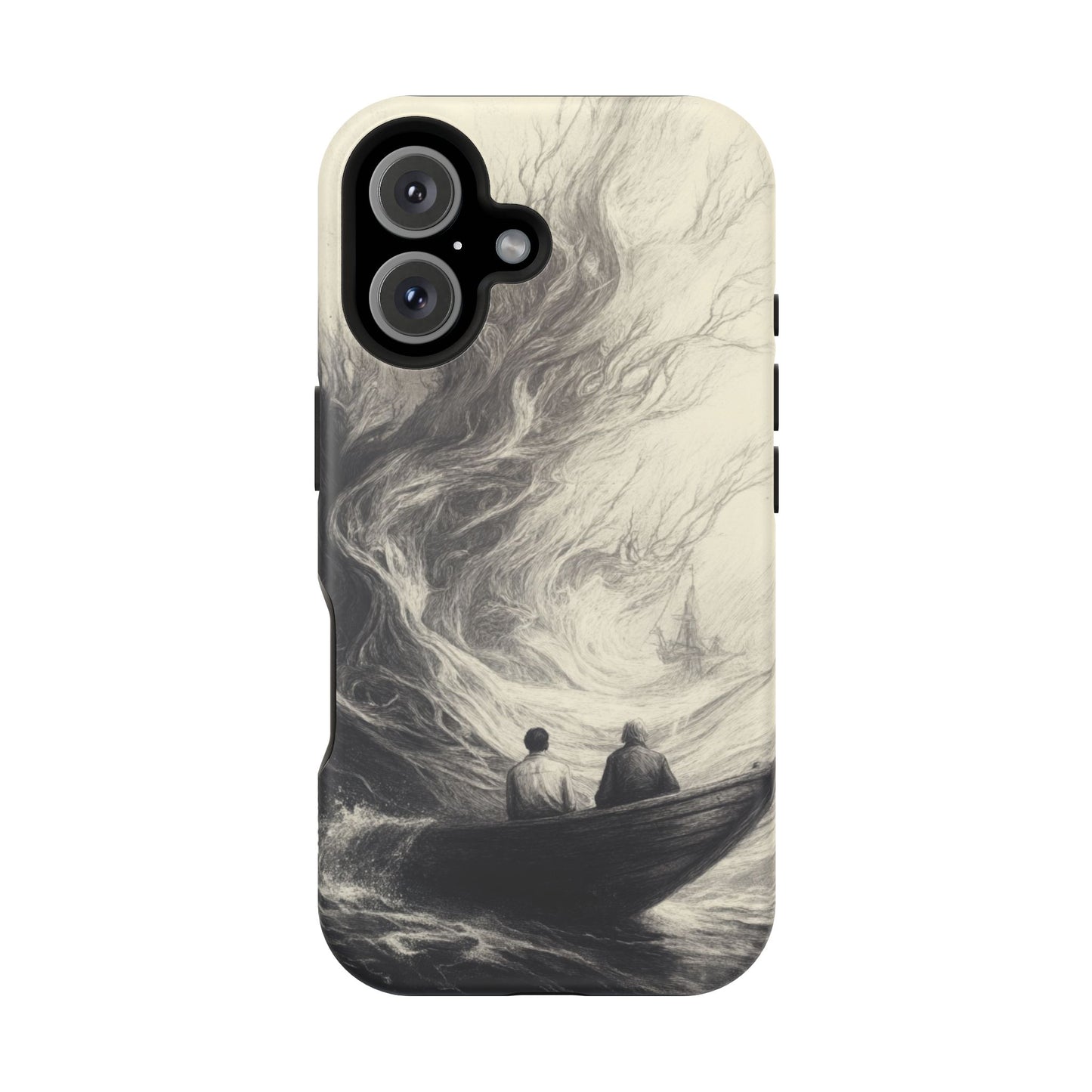 Magnetic Phone Case - Men in Boat Drawing by Moxie-Jay