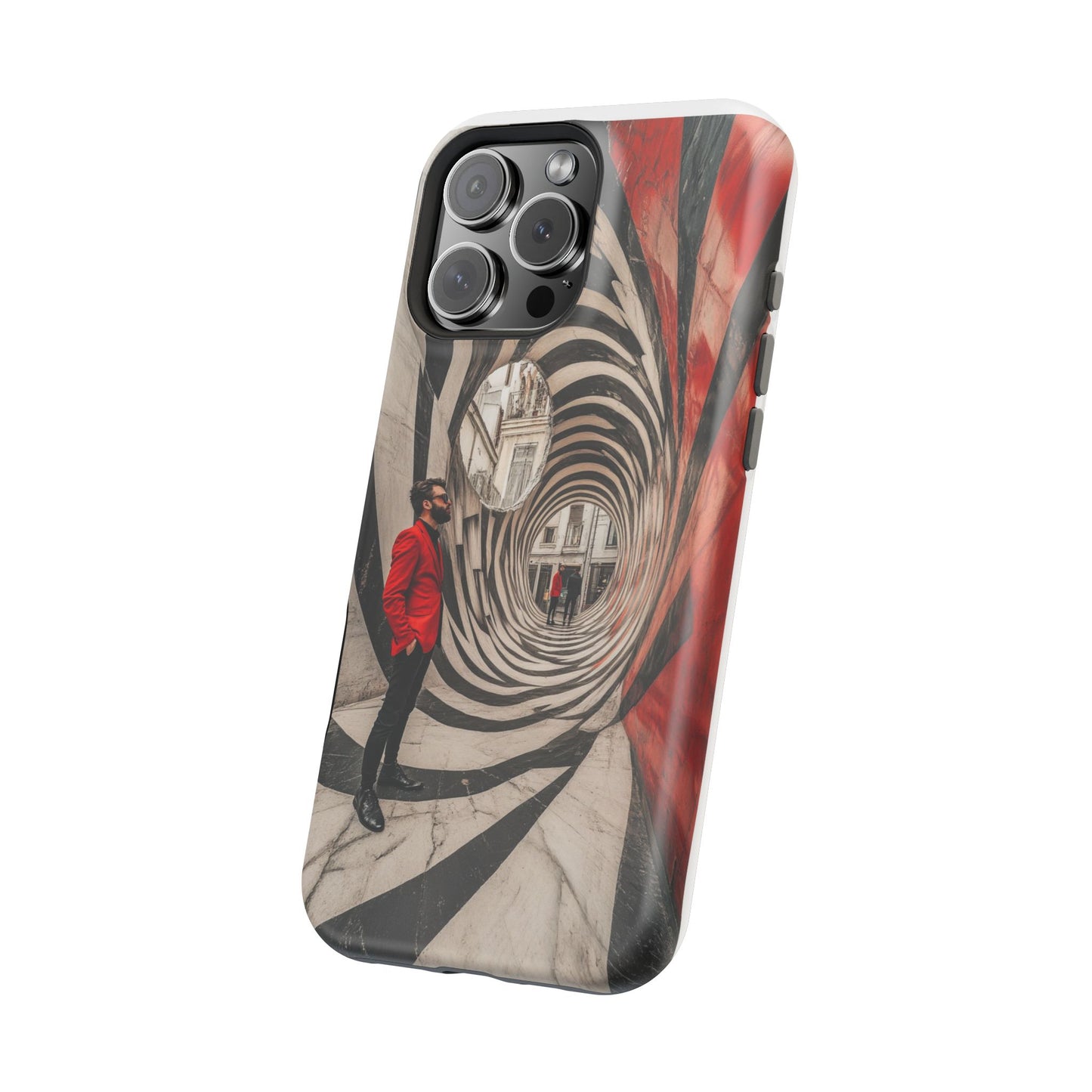 Magnetic Phone Case Abstract Man in Red Suit Jacket Luxury Wireless Charging