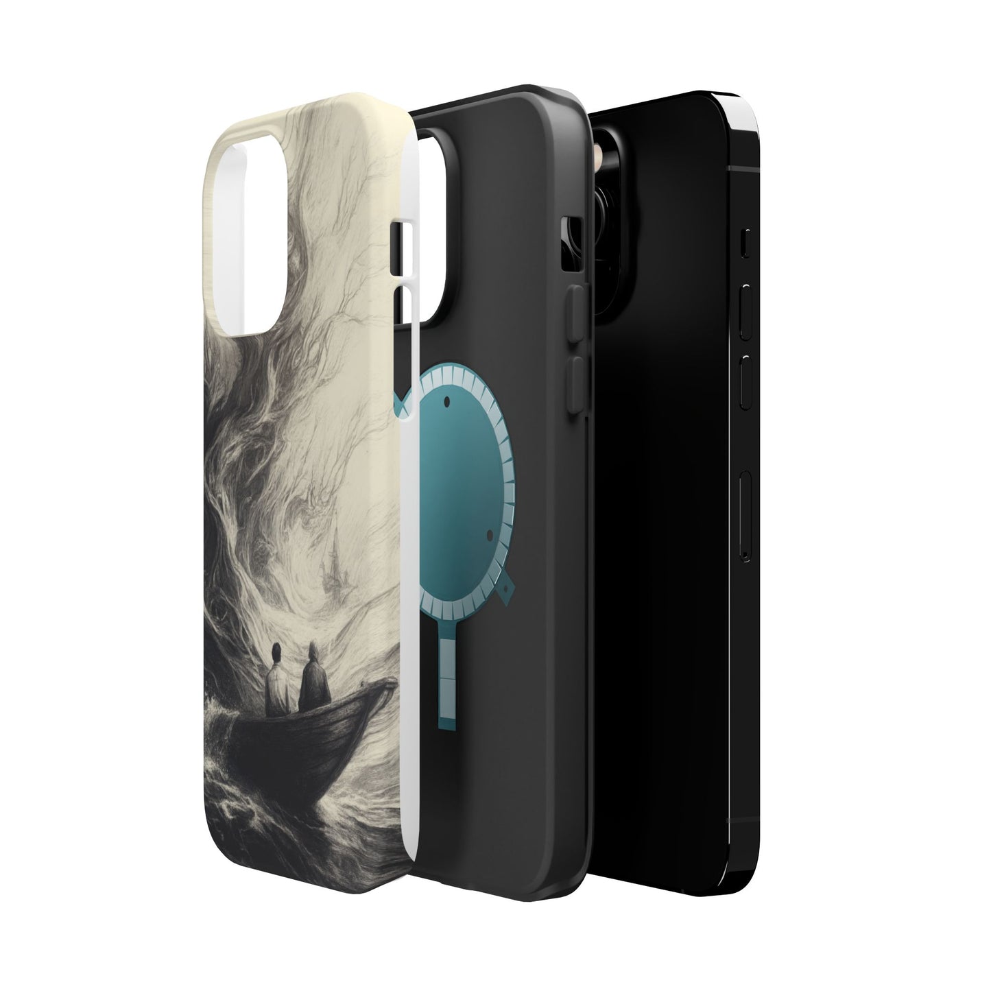Magnetic Phone Case - Men in Boat Drawing by Moxie-Jay