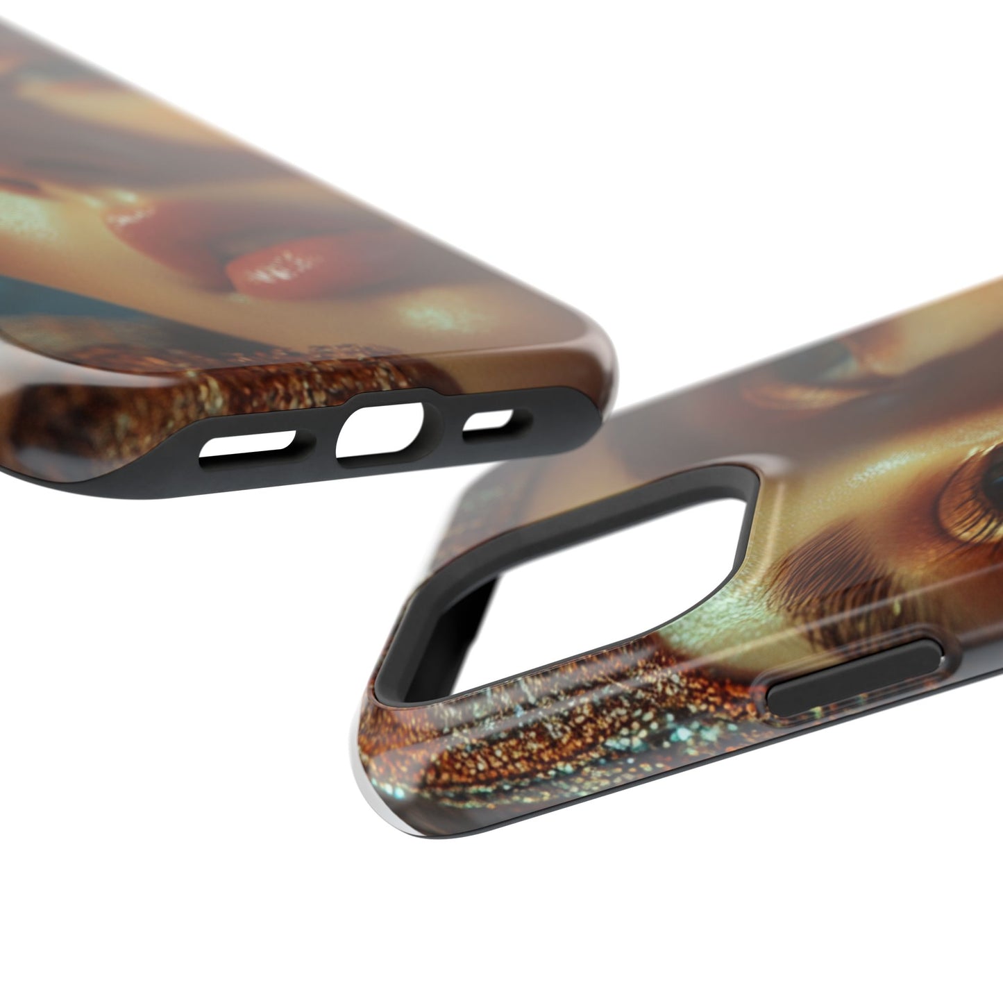 Phone Case - Luxury Magnetic Tough Case with Wireless Charging - Red Lips Fashion Editorial Art