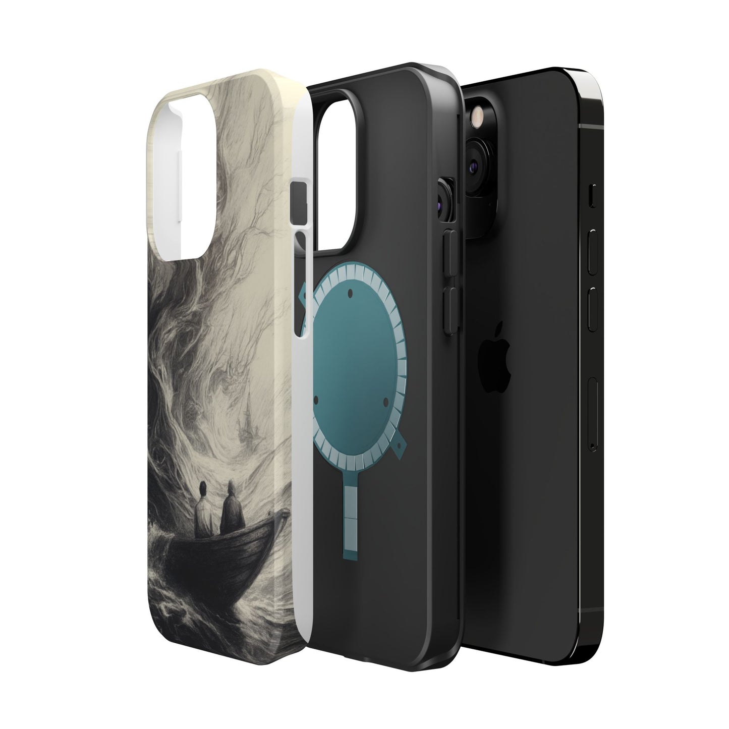 Magnetic Phone Case - Men in Boat Drawing by Moxie-Jay