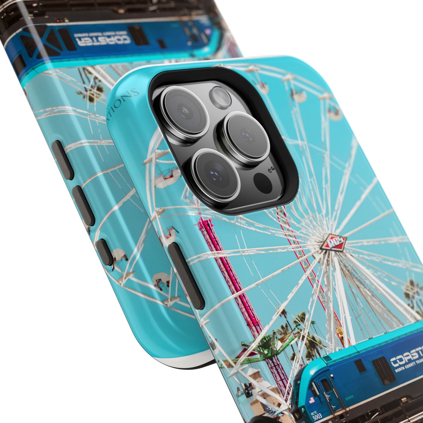 iPhone Case - Coastal Train Art by Moxie-Jay, Magnetic Wireless Charging Tough Case
