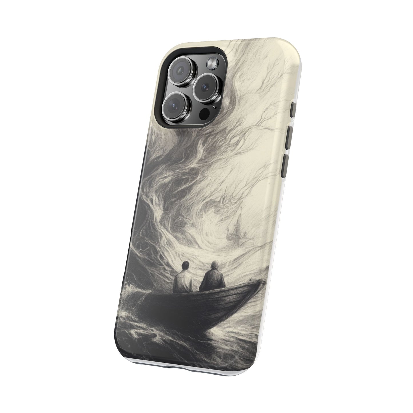 Magnetic Phone Case - Men in Boat Drawing by Moxie-Jay