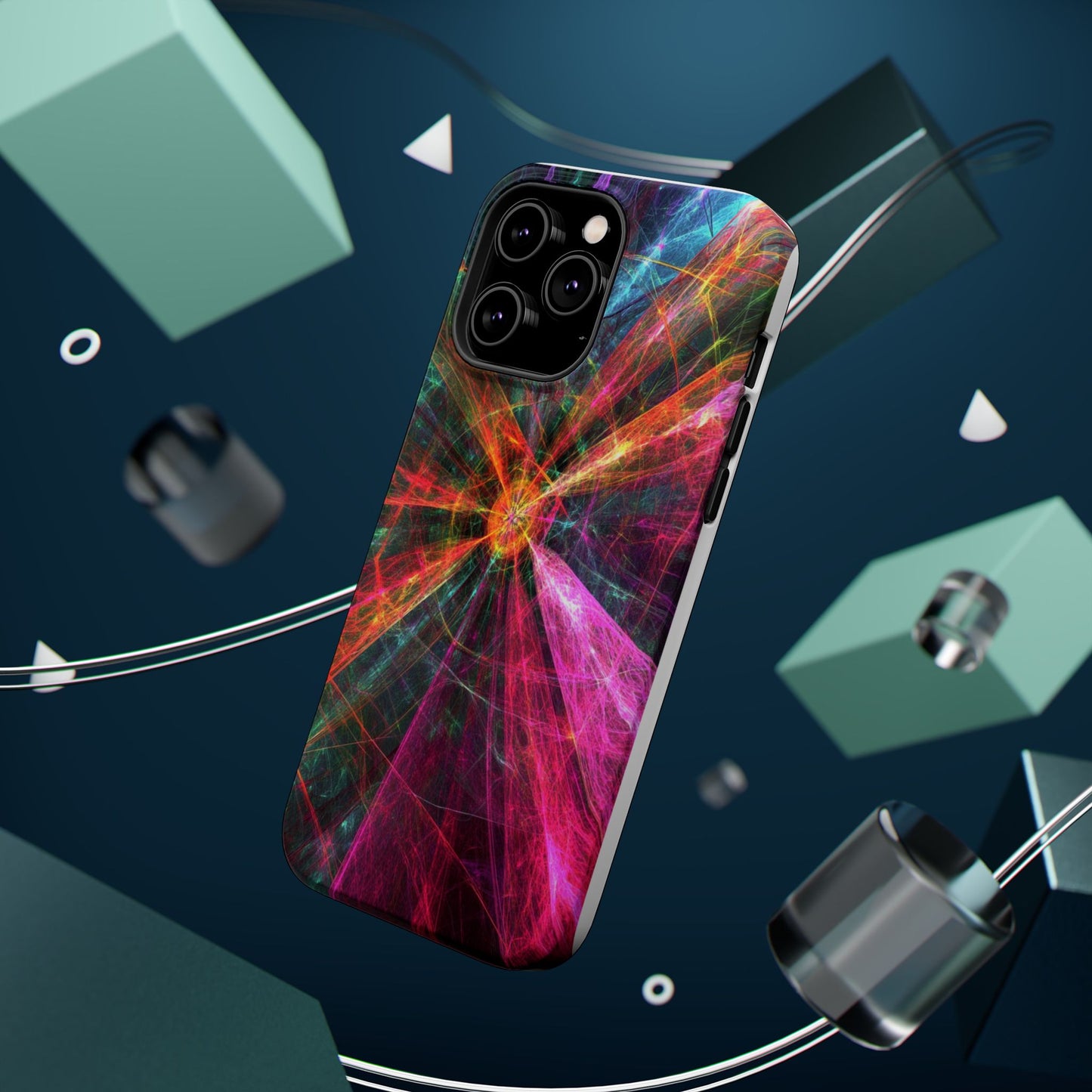 Luxurious Magnetic Wireless Charging Tough iPhone Case - “Trippy Starburst” by Moxie-Jay