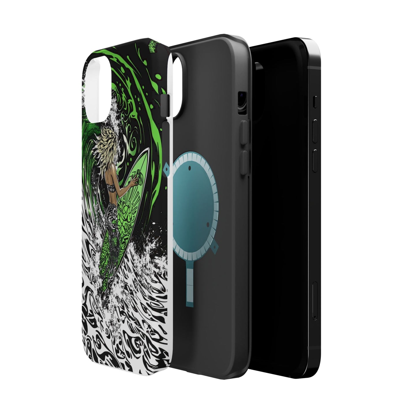 Luxurious Magnetic Wireless Charging Tough iPhone Case - "Surf's Up" by Moxie-Jay