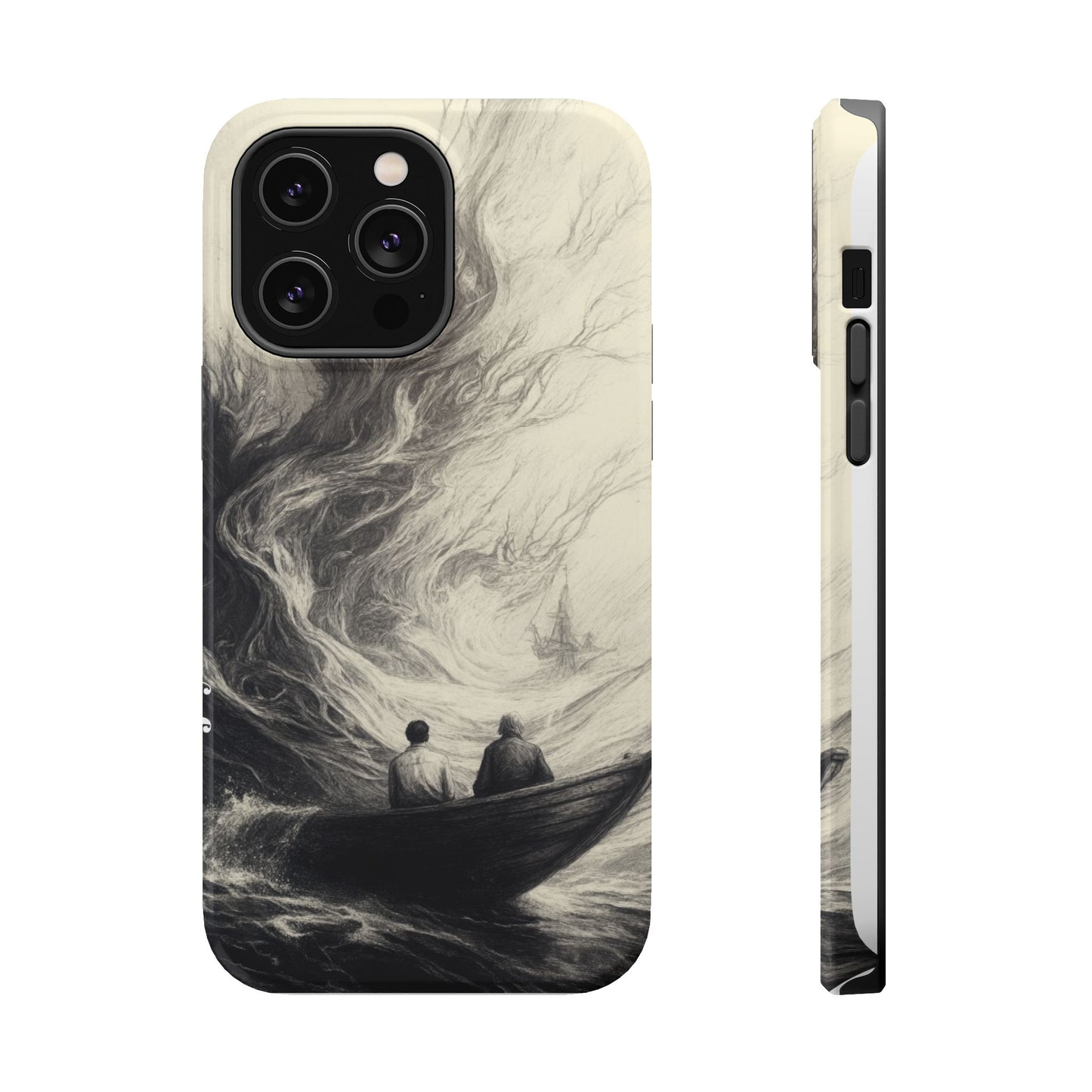 Magnetic Phone Case - Men in Boat Drawing by Moxie-Jay