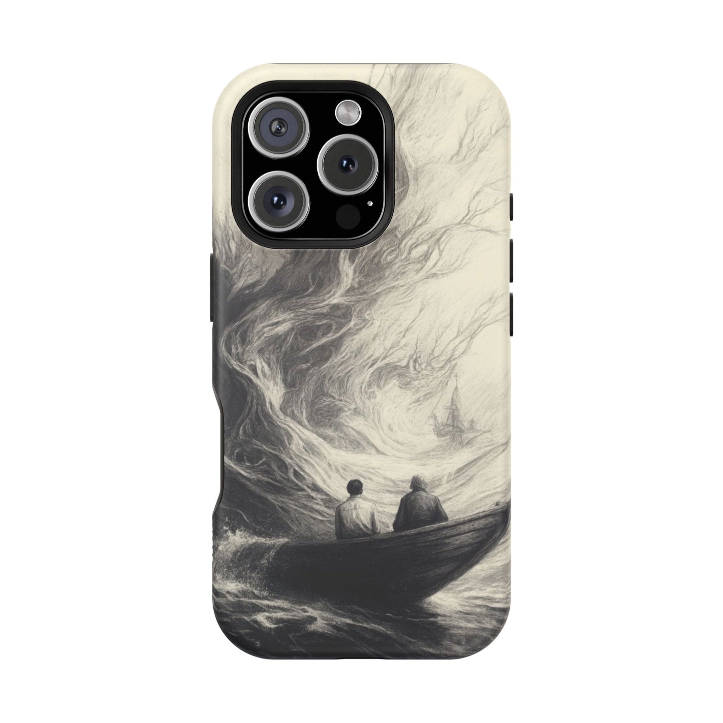 Magnetic Phone Case - Men in Boat Drawing by Moxie-Jay
