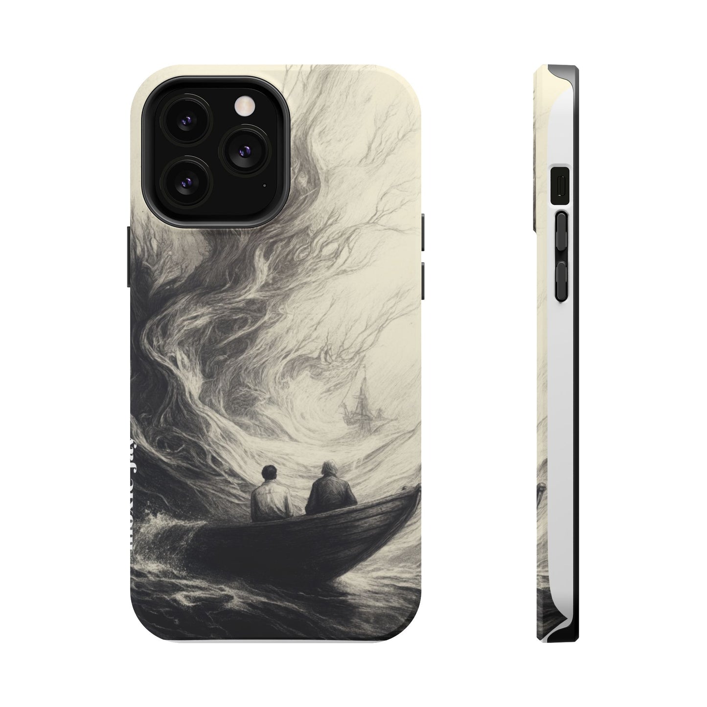 Magnetic Phone Case - Men in Boat Drawing by Moxie-Jay