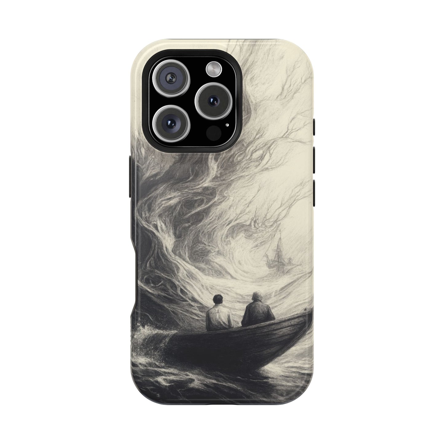 Magnetic Phone Case - Men in Boat Drawing by Moxie-Jay
