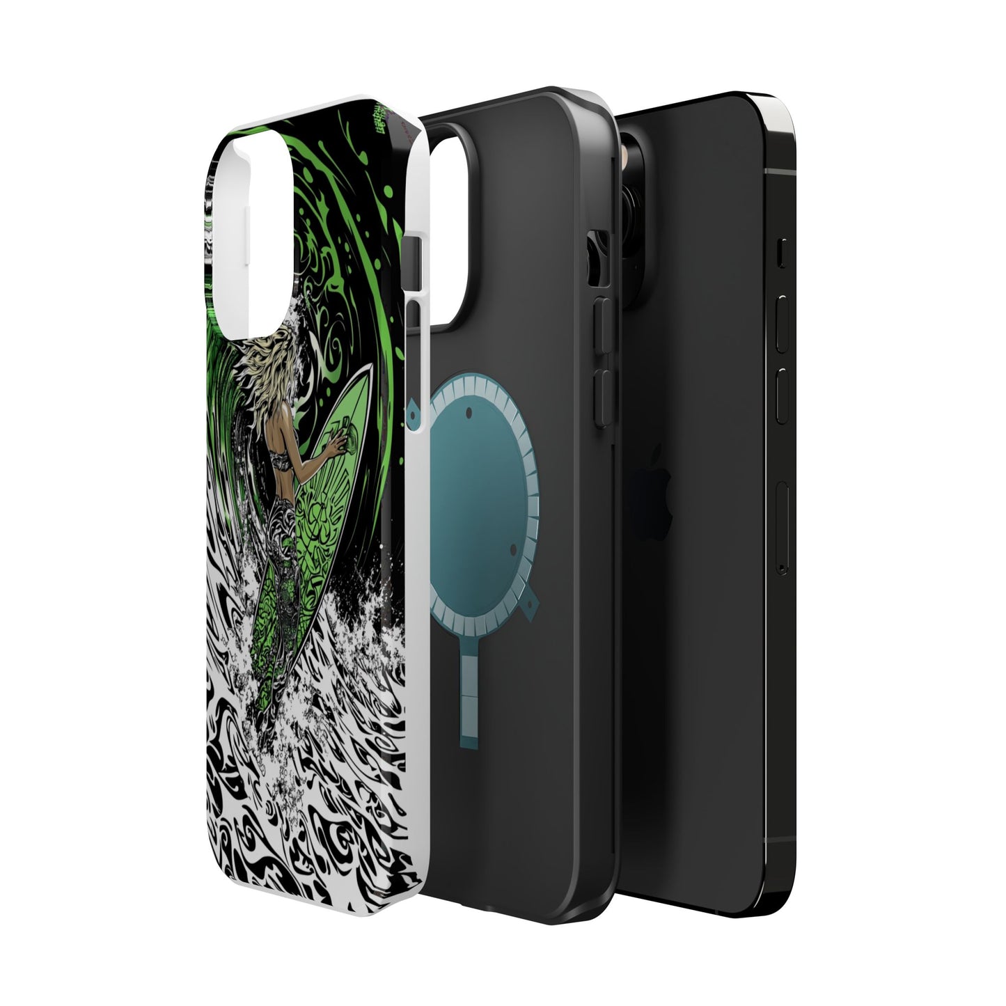 Luxurious Magnetic Wireless Charging Tough iPhone Case - "Surf's Up" by Moxie-Jay