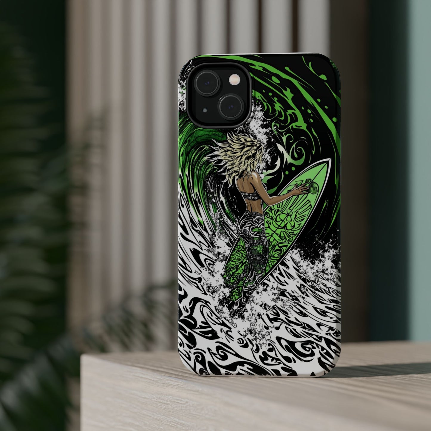 Luxurious Magnetic Wireless Charging Tough iPhone Case - "Surf's Up" by Moxie-Jay