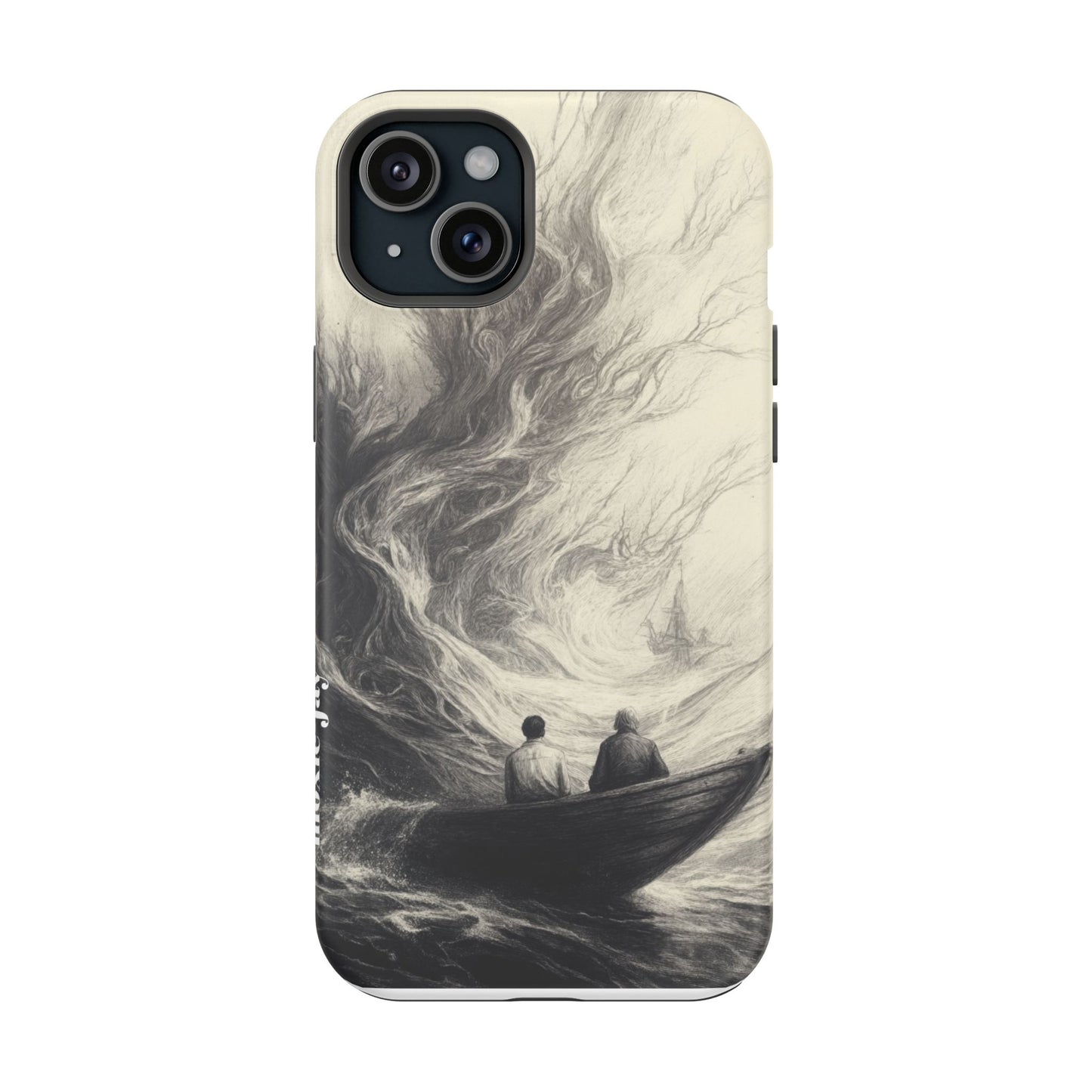 Magnetic Phone Case - Men in Boat Drawing by Moxie-Jay