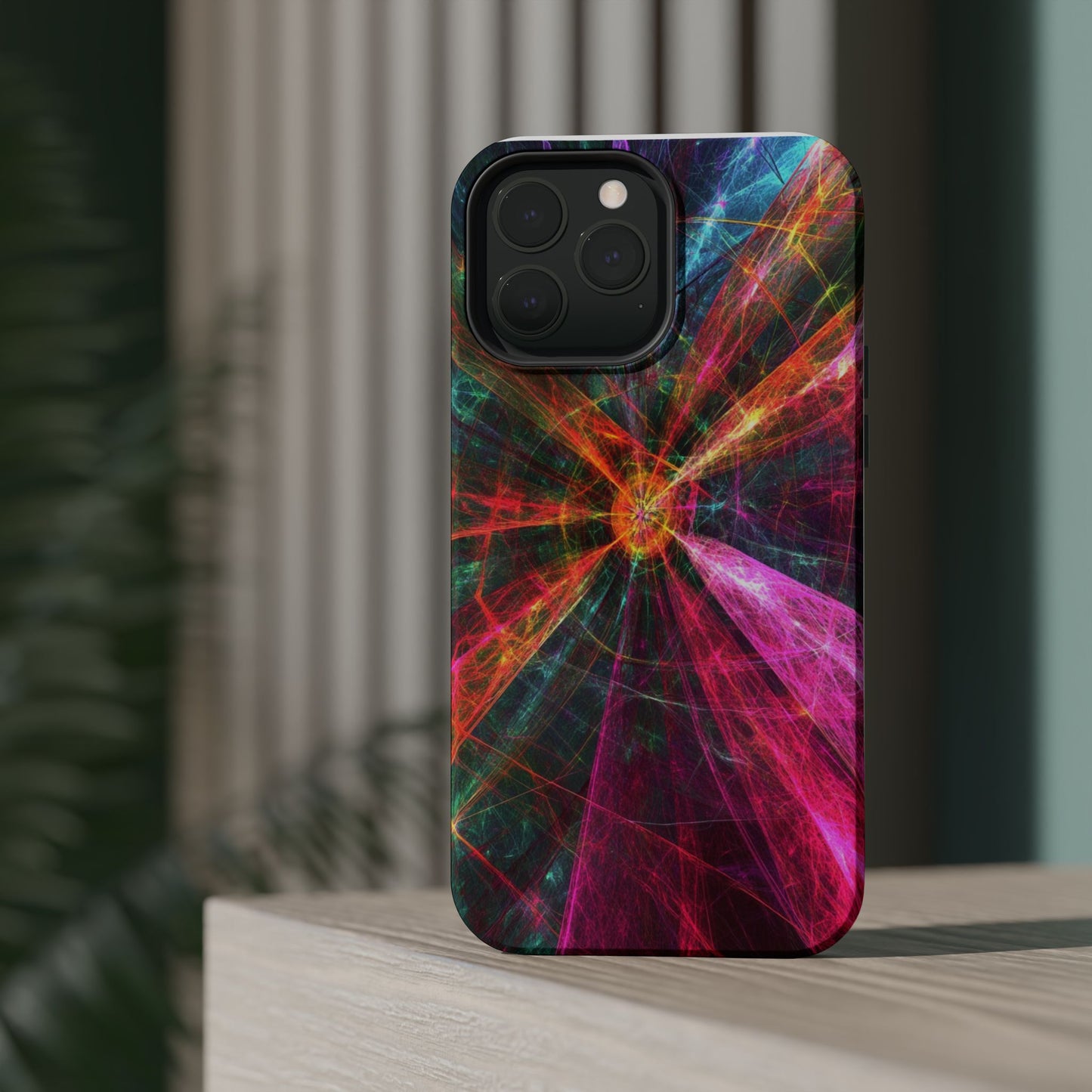 Luxurious Magnetic Wireless Charging Tough iPhone Case - “Trippy Starburst” by Moxie-Jay
