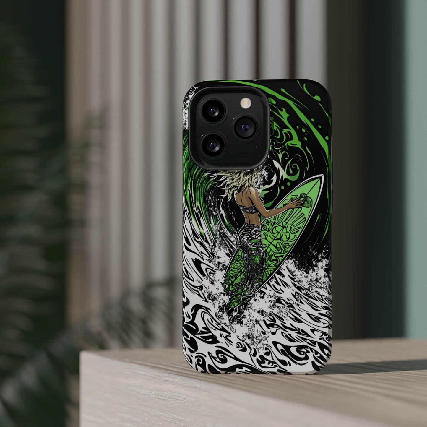 Luxurious Magnetic Wireless Charging Tough iPhone Case - "Surf's Up" by Moxie-Jay