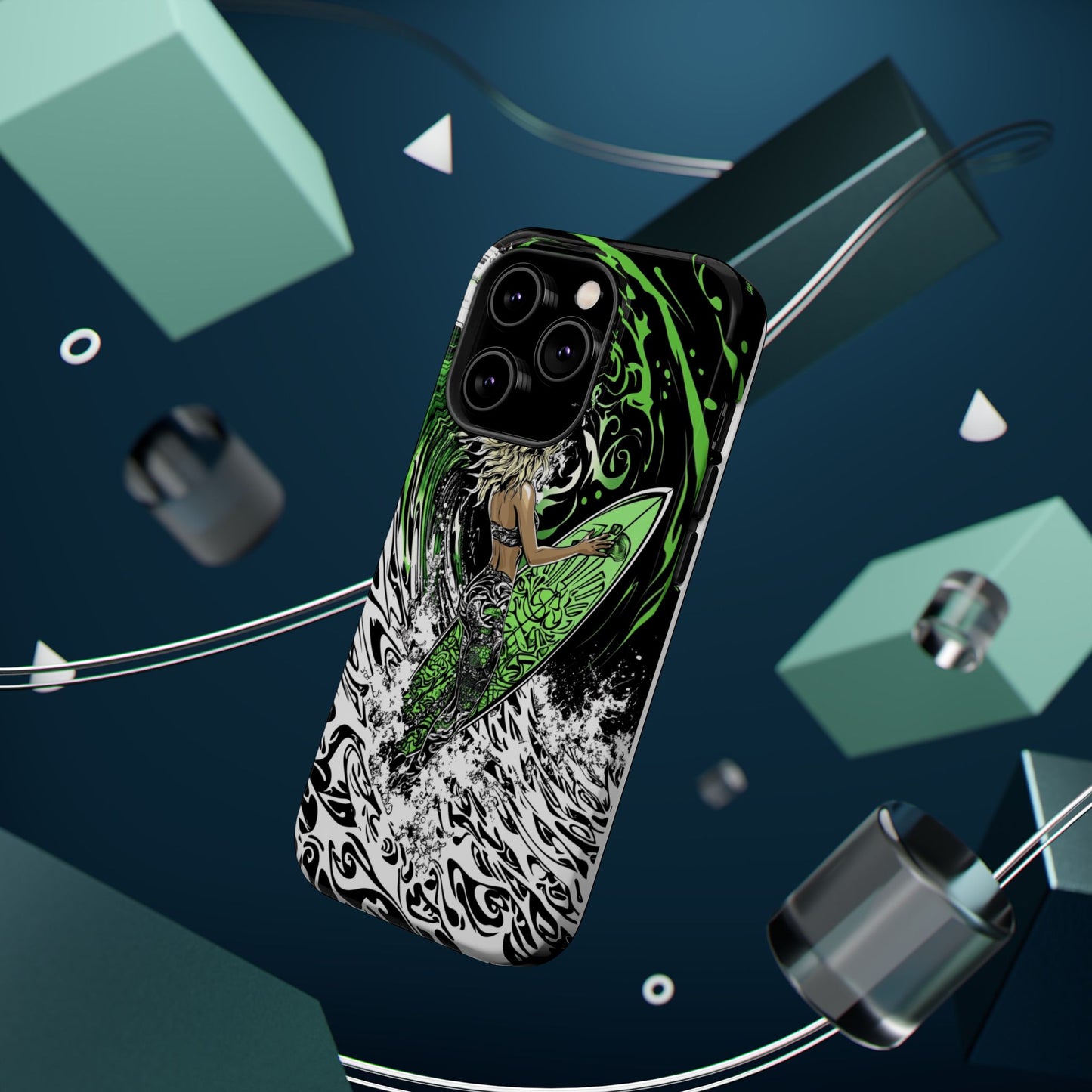 Luxurious Magnetic Wireless Charging Tough iPhone Case - "Surf's Up" by Moxie-Jay