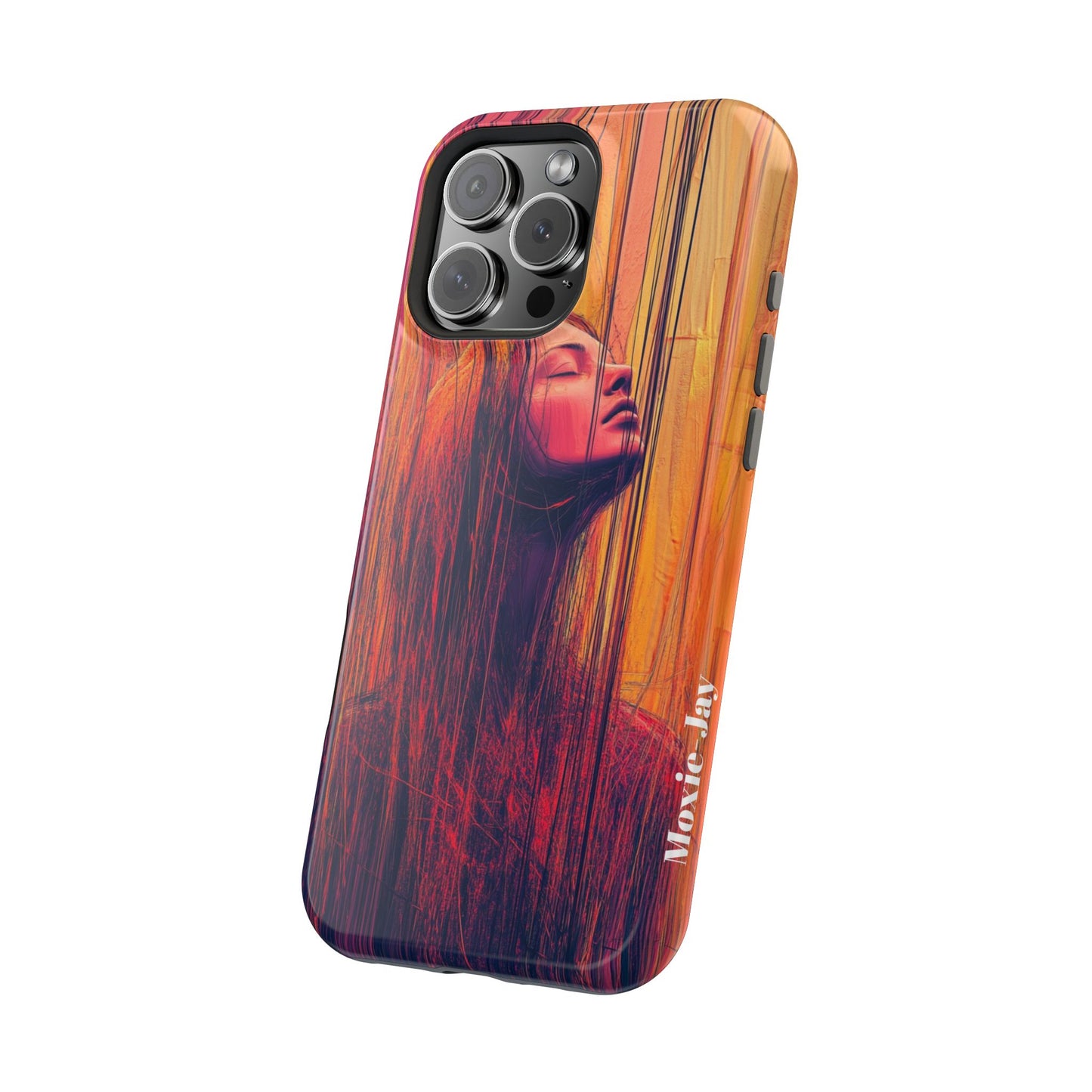 "Crimson Cascade" Luxury Magnetic Wireless Charging iPhone Case by Moxie Jay