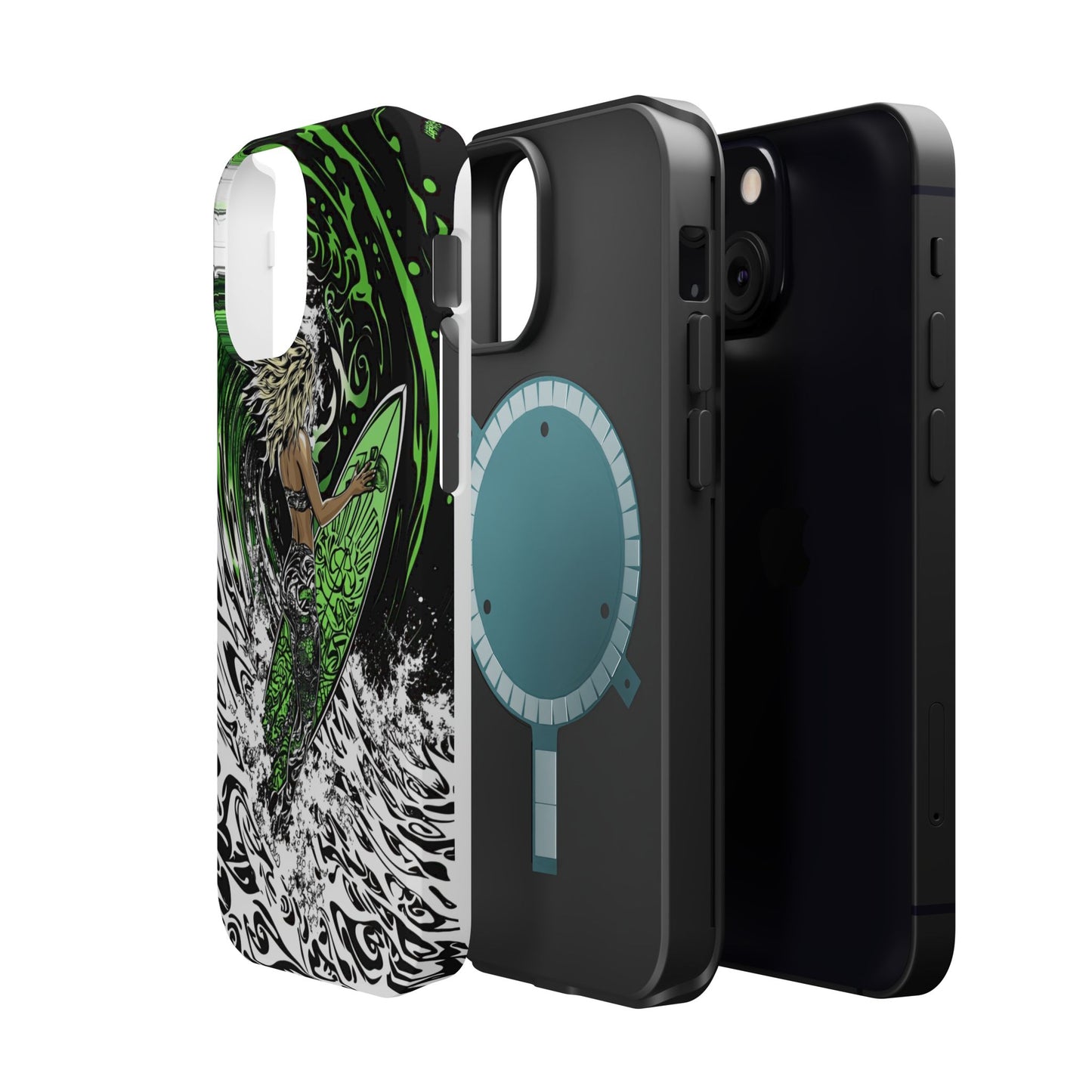 Luxurious Magnetic Wireless Charging Tough iPhone Case - "Surf's Up" by Moxie-Jay