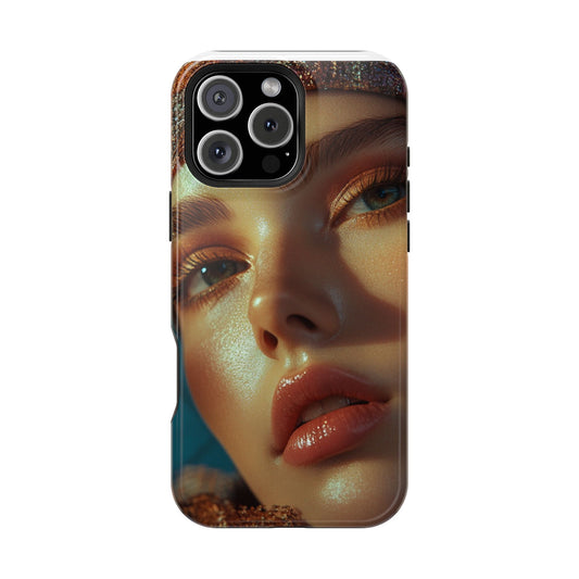 Phone Case - Luxury Magnetic Tough Case with Wireless Charging - Red Lips Fashion Editorial Art
