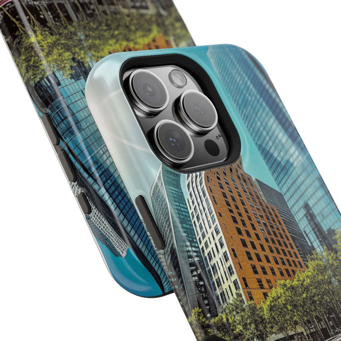 Phone Case Magnet Charger Cityscape Daisy Design