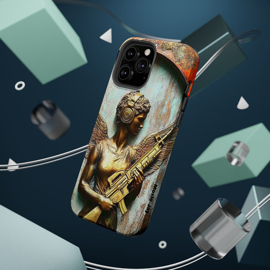Magnetic Tough iPhone Charger Case - Angel with Dre Beats and AK-47 Art
