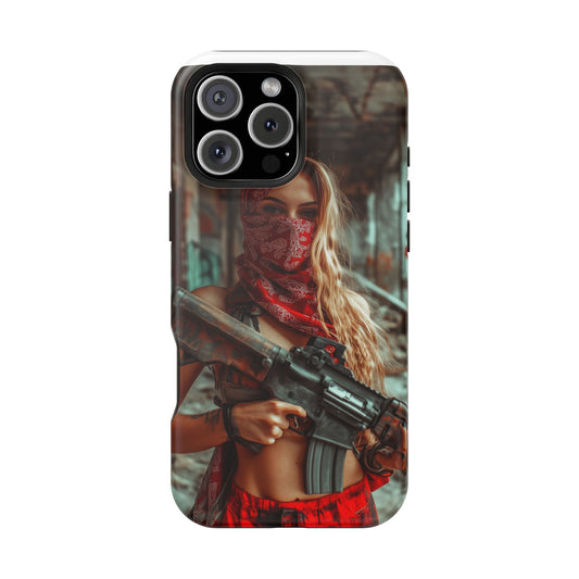 Phone Case - Beautiful Woman with Assault Rifle Design