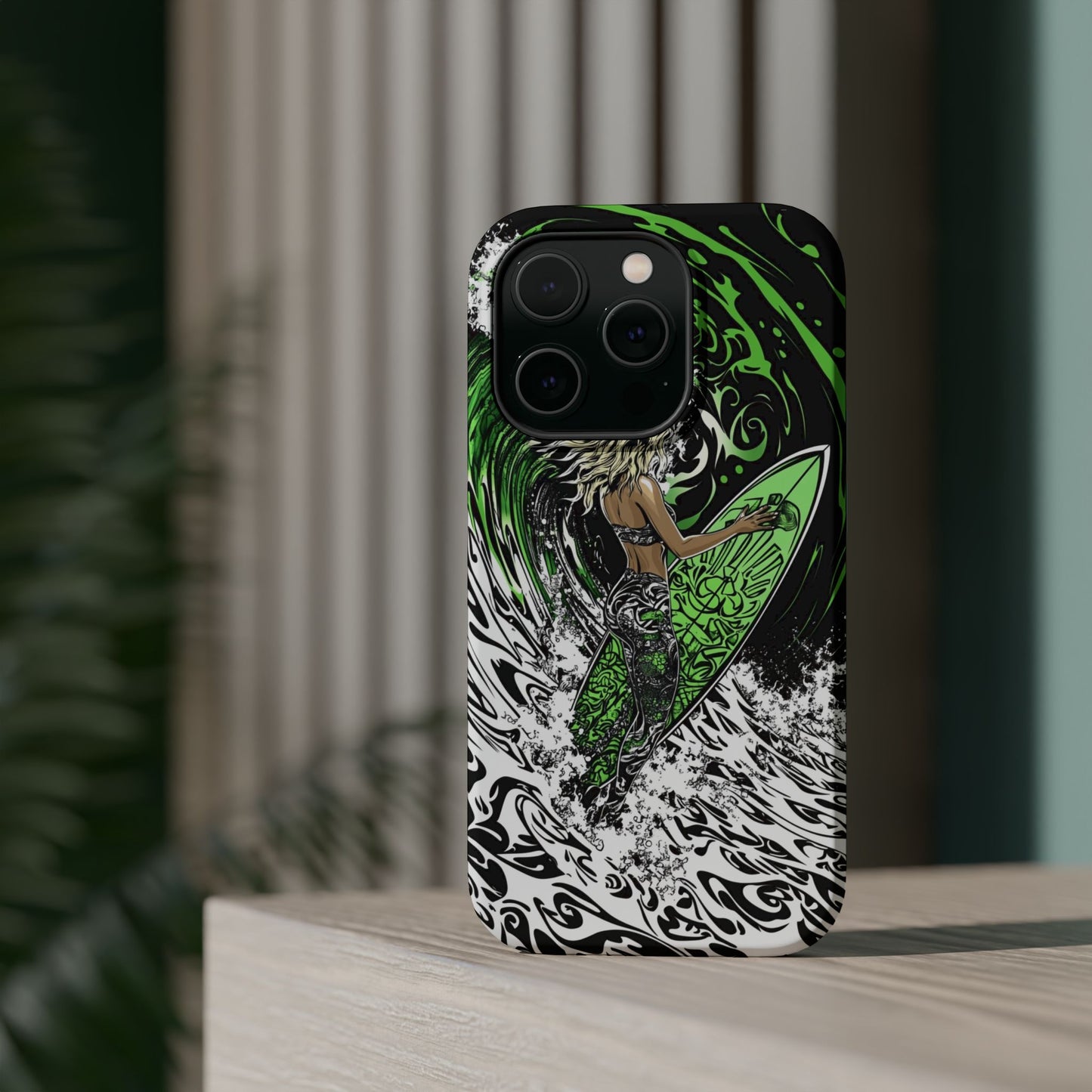 Luxurious Magnetic Wireless Charging Tough iPhone Case - "Surf's Up" by Moxie-Jay