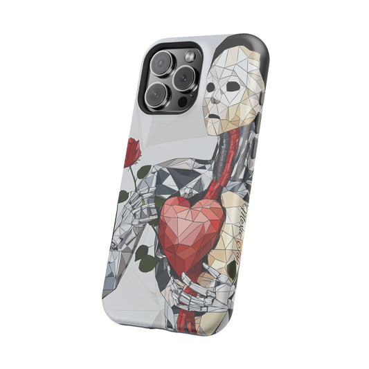 Geometric Art Phone Case - Heart & Rose Design