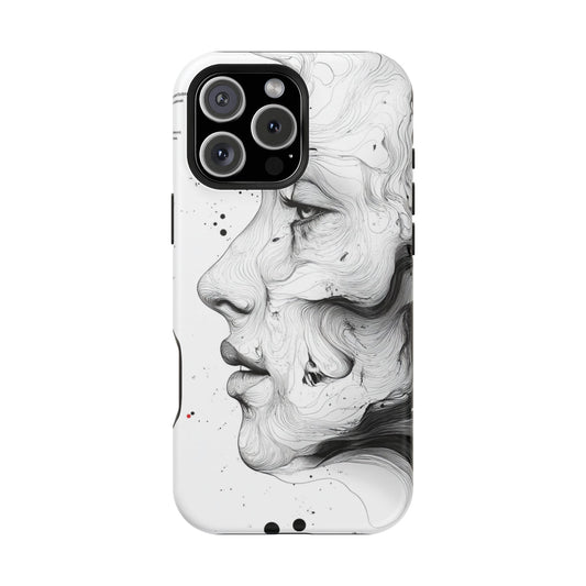 Artistic Magnetic Tough Case - Abstract Face Design for Aesthetic Appeal