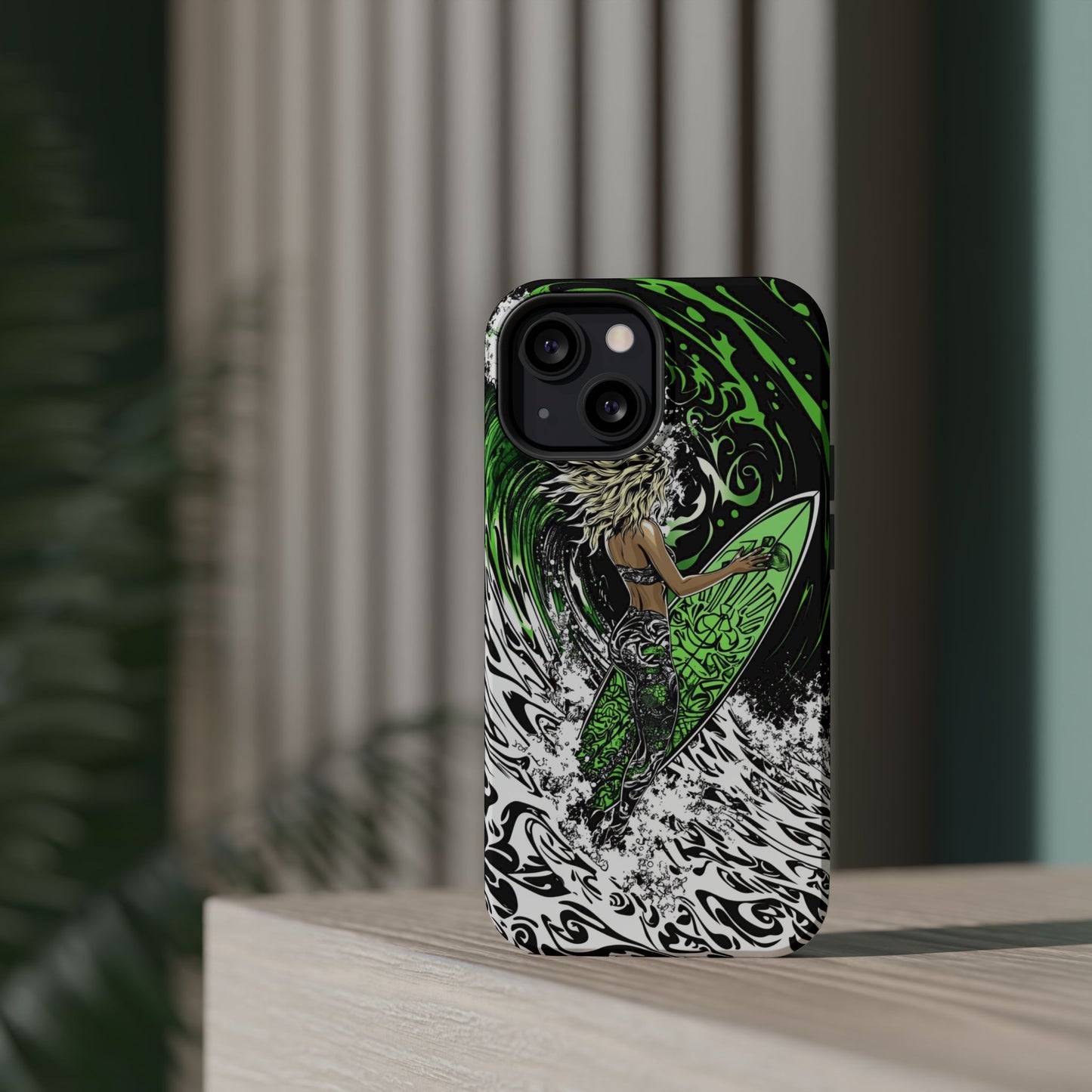 Luxurious Magnetic Wireless Charging Tough iPhone Case - "Surf's Up" by Moxie-Jay