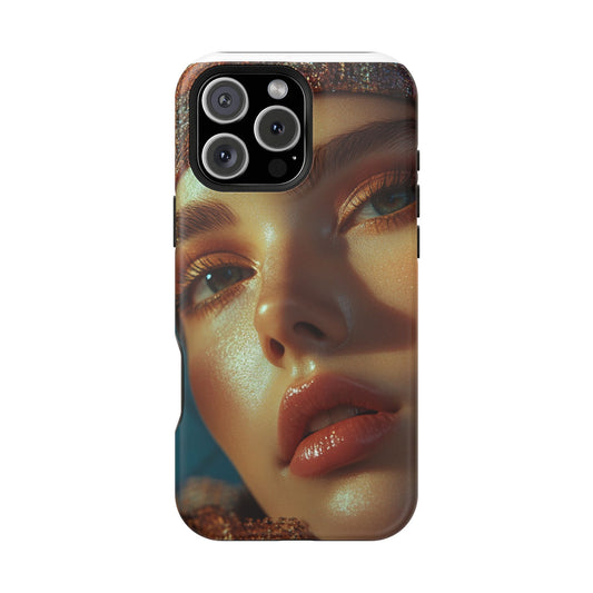 Phone Case - Luxury Magnetic Tough Case with Wireless Charging - Red Lips Fashion Editorial Art