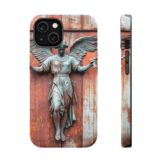 Magnetic Tough Cases - Elegant Angel Statue with Pistols iPhone Protector