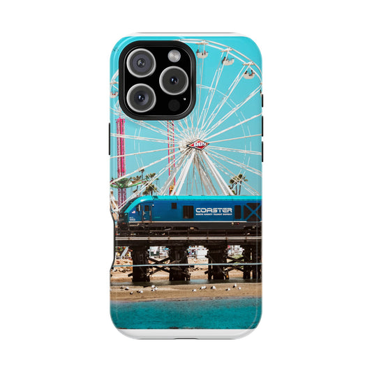 iPhone Case - Coastal Train Art by Moxie-Jay, Magnetic Wireless Charging Tough Case