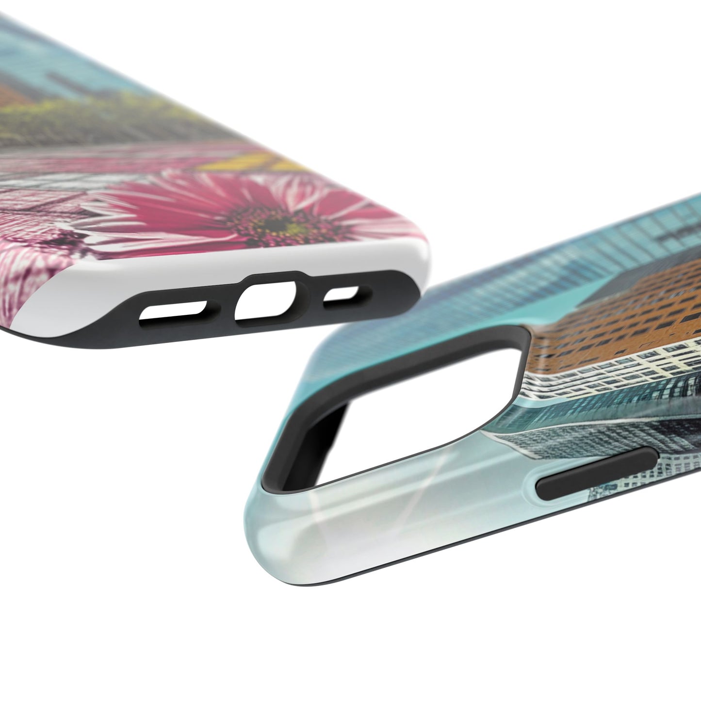 Phone Case Magnet Charger Cityscape Daisy Design