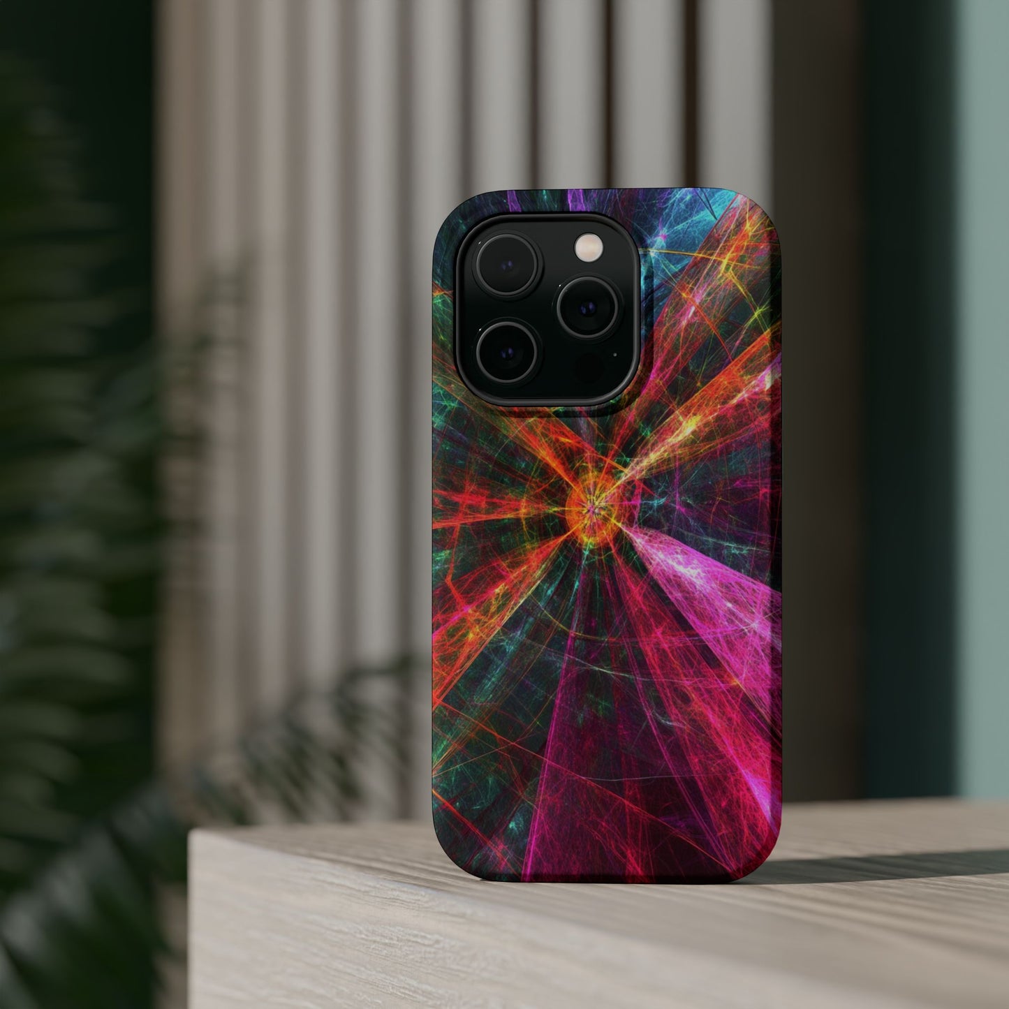 Luxurious Magnetic Wireless Charging Tough iPhone Case - “Trippy Starburst” by Moxie-Jay