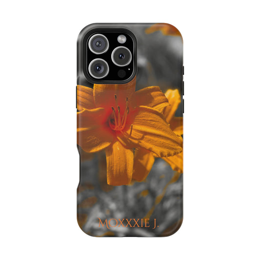 Magnetic Phone Case, Orange Flower Photography, Tough Phone Cover, Floral Design, Protective iPhone Case, Cute Samsung Cover