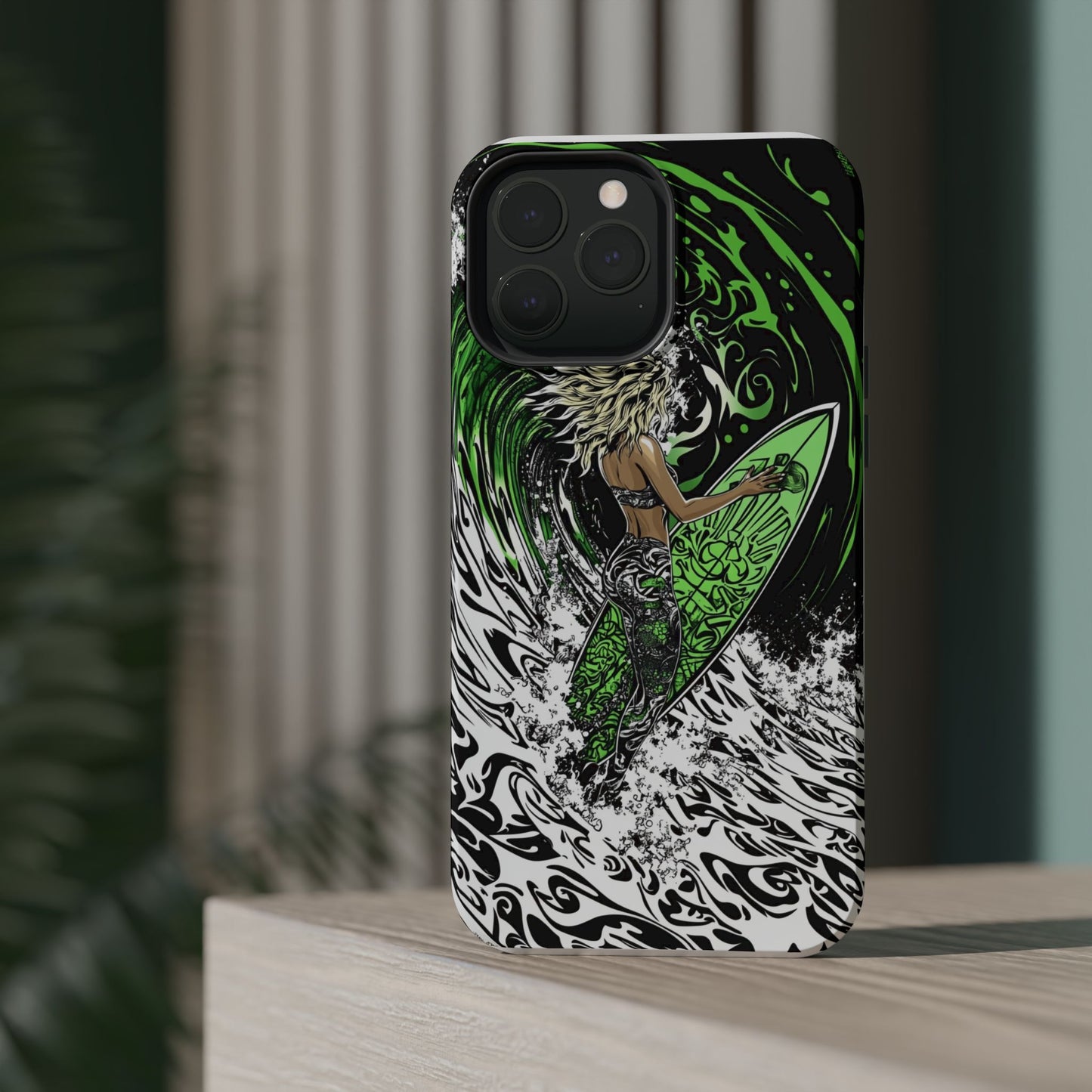 Luxurious Magnetic Wireless Charging Tough iPhone Case - "Surf's Up" by Moxie-Jay