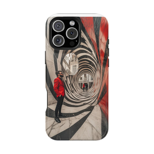 Magnetic Phone Case Abstract Man in Red Suit Jacket Luxury Wireless Charging