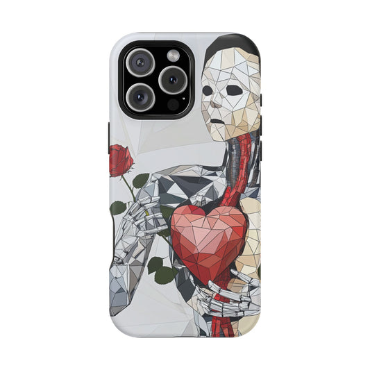 Geometric Art Phone Case - Heart & Rose Design