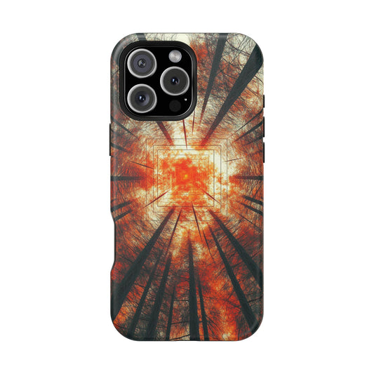 Wireless Charging Tough iPhone Case - Autumn Trees Art by Moxie-Jay