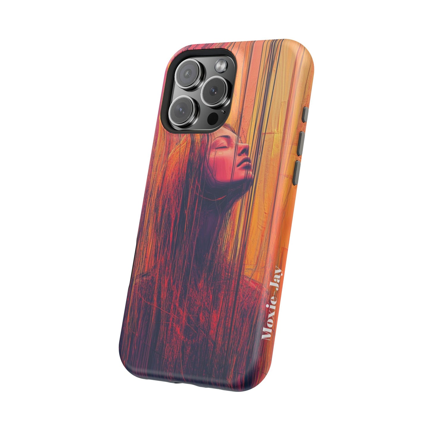 "Crimson Cascade" Luxury Magnetic Wireless Charging iPhone Case by Moxie Jay