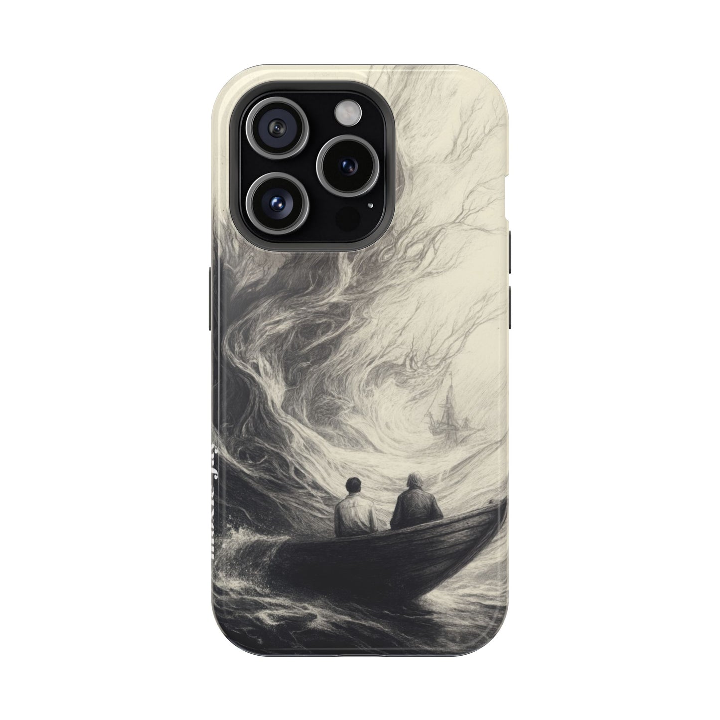 Magnetic Phone Case - Men in Boat Drawing by Moxie-Jay