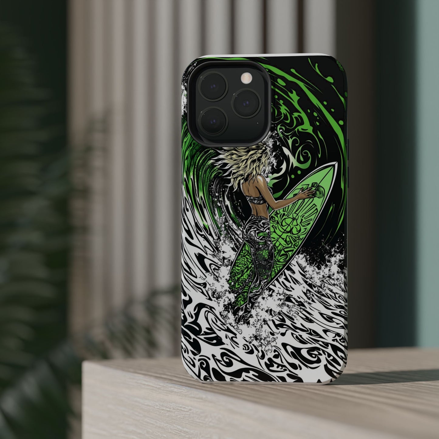 Luxurious Magnetic Wireless Charging Tough iPhone Case - "Surf's Up" by Moxie-Jay