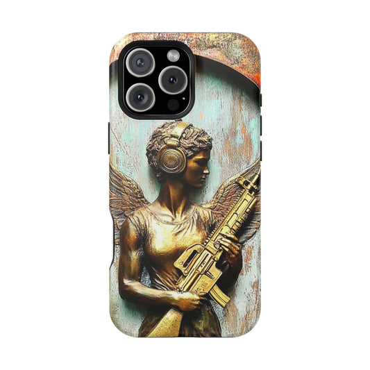 Magnetic Tough iPhone Charger Case - Angel with Dre Beats and AK-47 Art