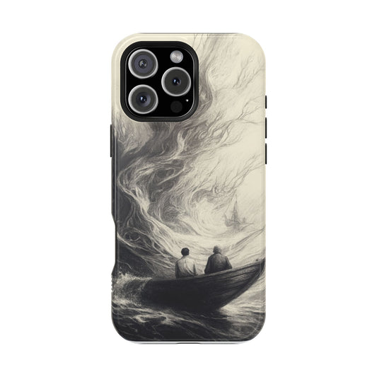 Magnetic Phone Case - Men in Boat Drawing by Moxie-Jay