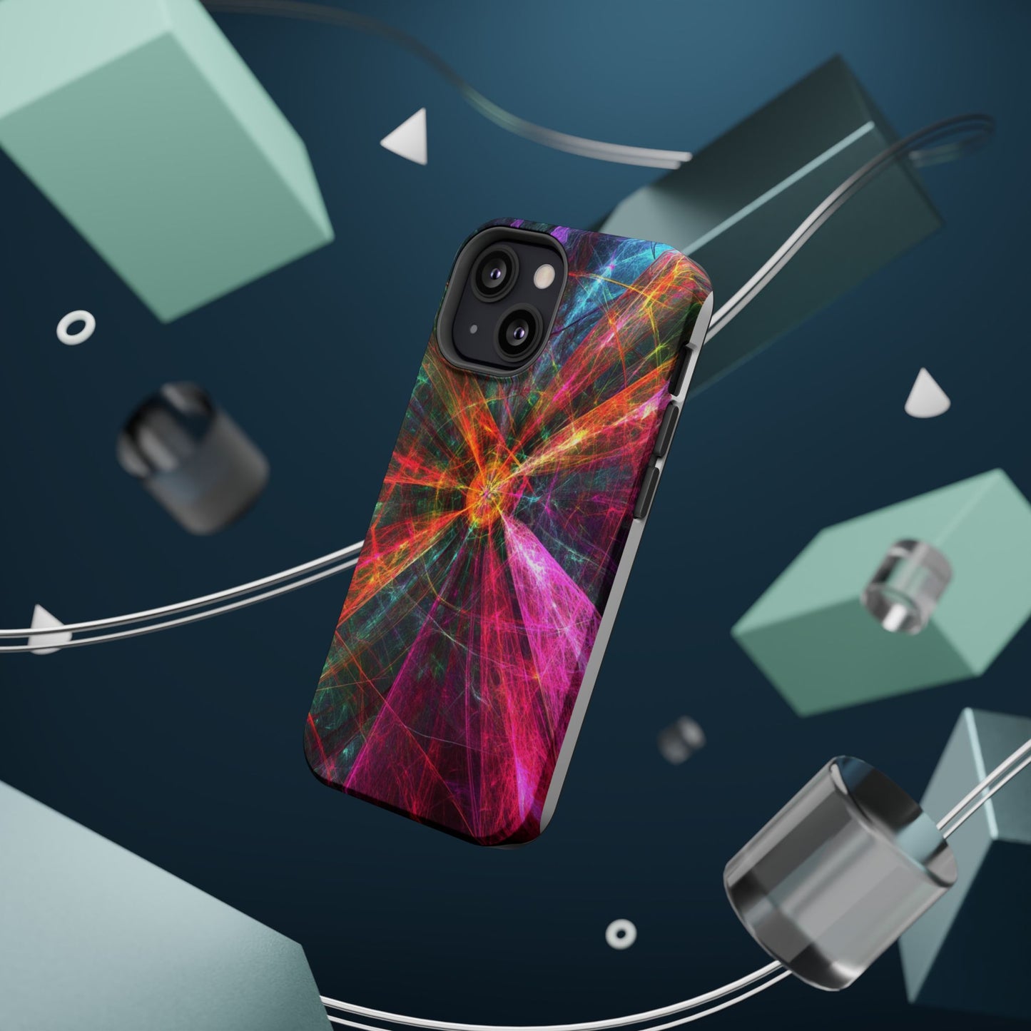 Luxurious Magnetic Wireless Charging Tough iPhone Case - “Trippy Starburst” by Moxie-Jay