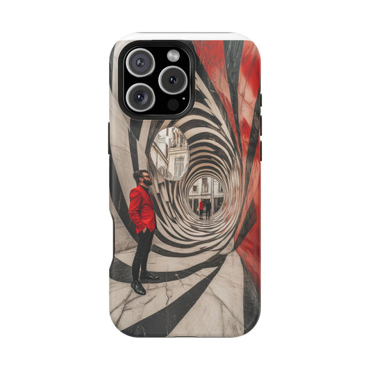 Magnetic Phone Case Abstract Man in Red Suit Jacket Luxury Wireless Charging