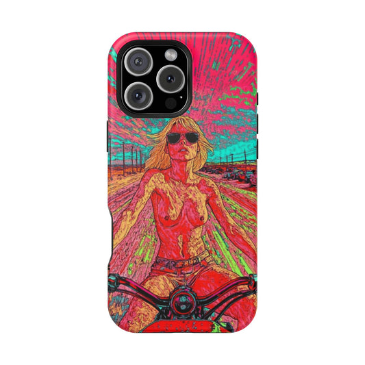 Tough Phone Cases - Topless Woman on Motorcycle