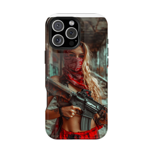 Phone Case - Beautiful Woman with Assault Rifle Design