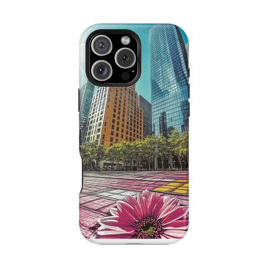 Phone Case Magnet Charger Cityscape Daisy Design