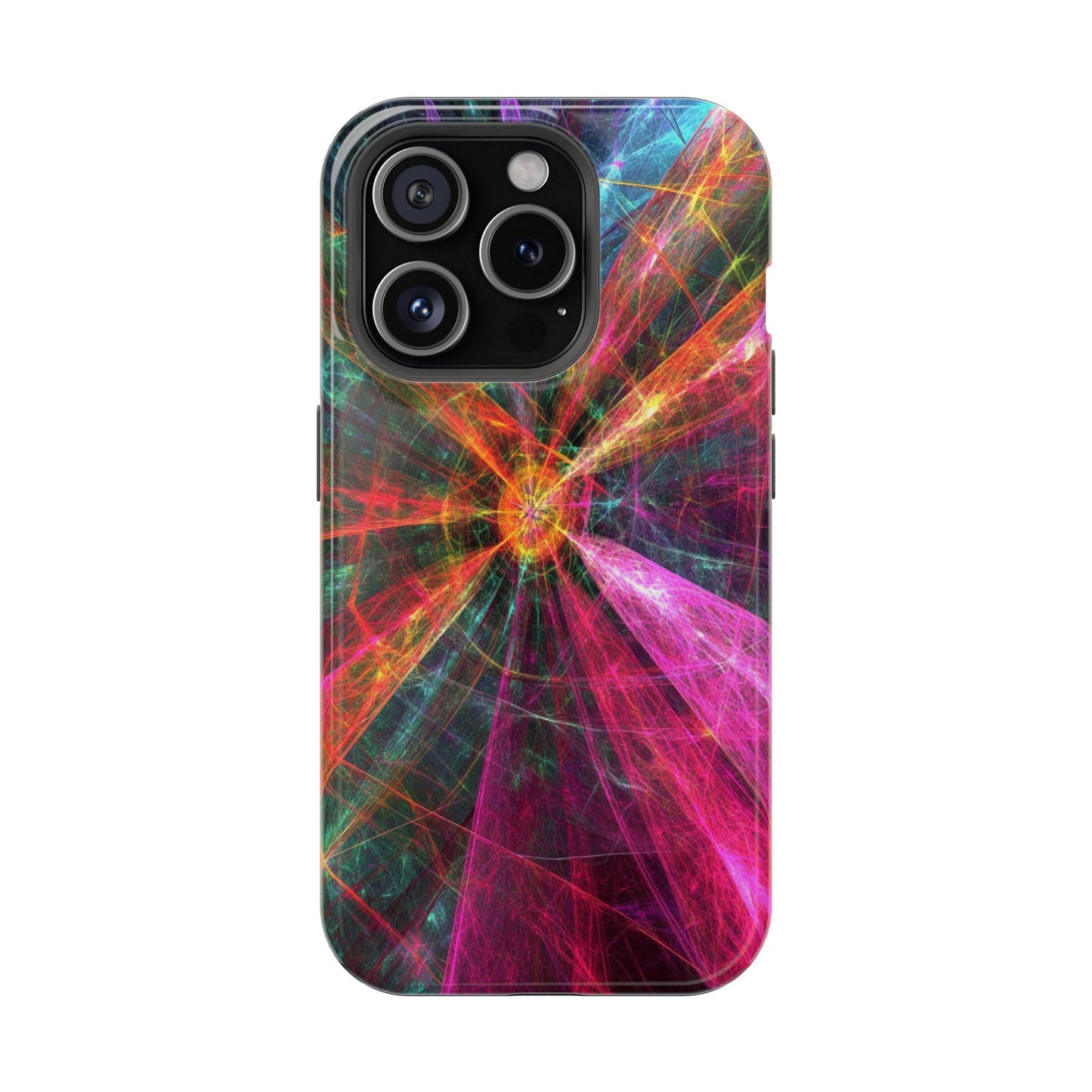 Luxurious Magnetic Wireless Charging Tough iPhone Case - “Trippy Starburst” by Moxie-Jay